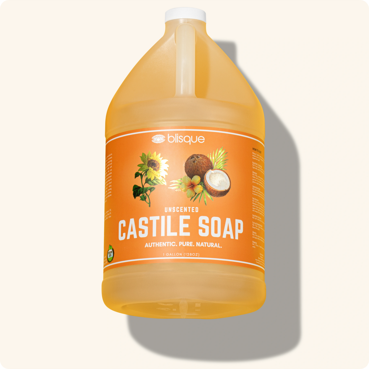 Pure & Versatile Organic Castile Soap 1Gallon Unscented Blisque